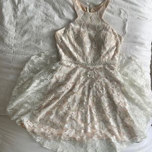 formal short white lace dress (graduation, elopement, prom,  bridal)